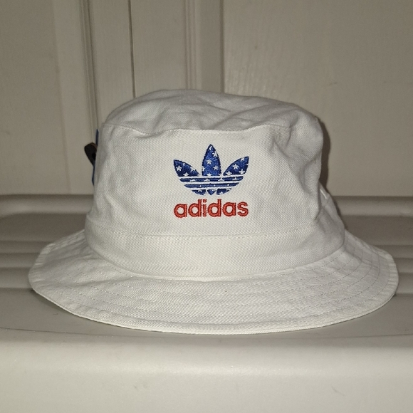 adidas Other - Adidas White Cotton Bucket Hat- Red White Blue